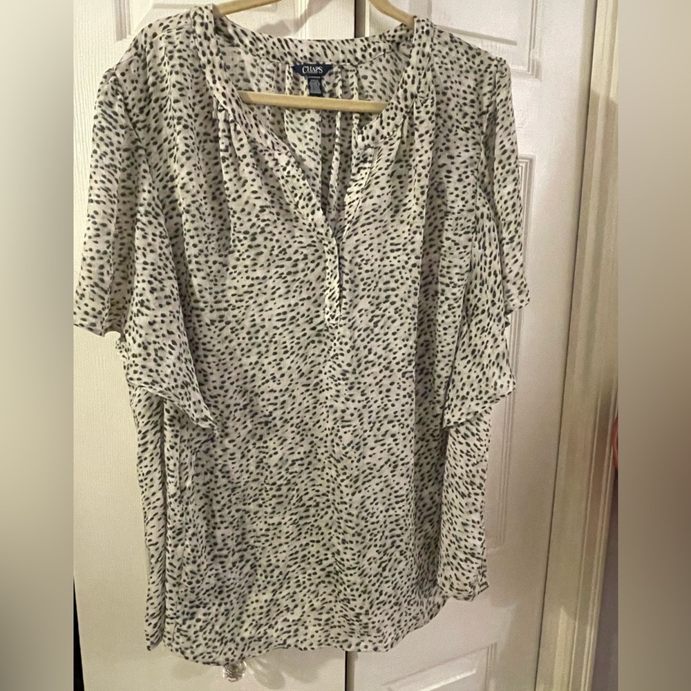 Olive Green Animal Print Blouse 3x